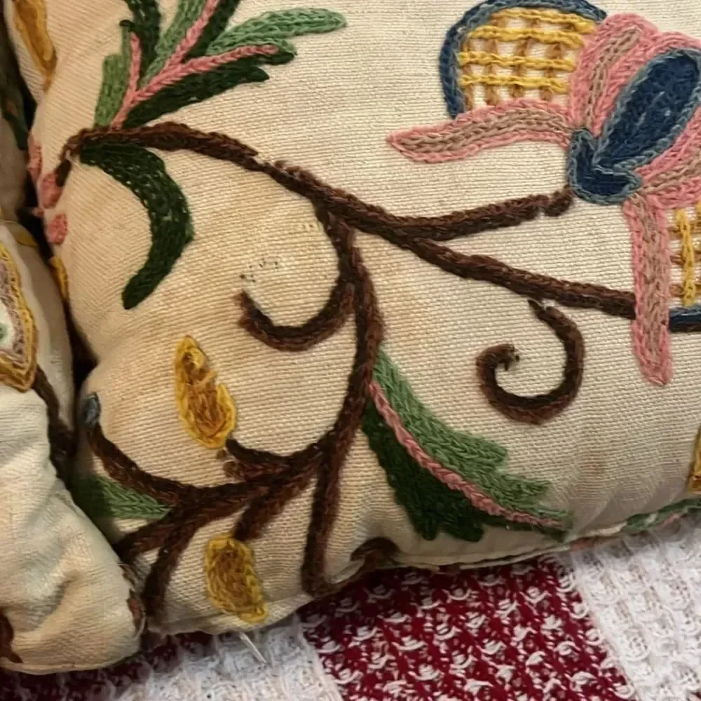 Floral Embroidered vintage pillow